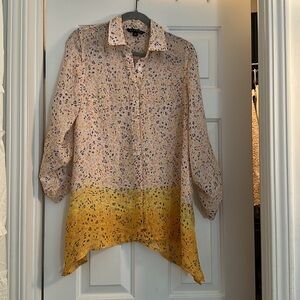 Zac and Rachel multicolor cheetah button front blouse shark bite hem small